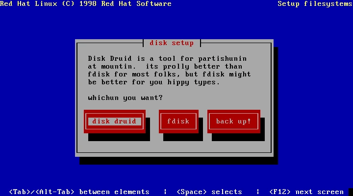 Disk Druid versus fdisk